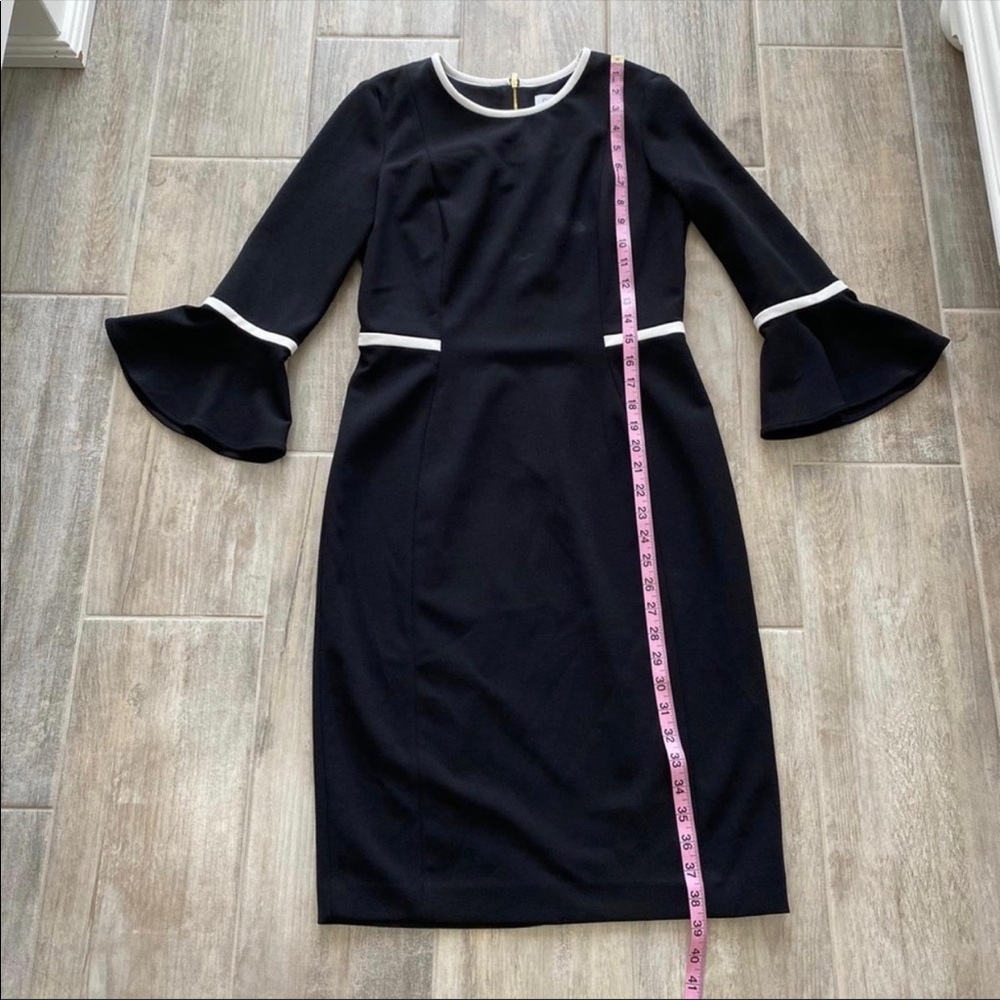 Calvin Klein Black & White Bell Sleeves Dress, Sz4 - Picture 5 of 7